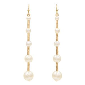 Graduated Pearl & Bar Earrings